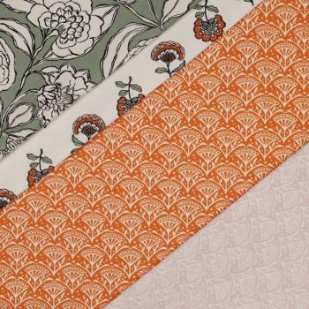 Preview: Canvas Baumwolle - Orange Flowers | Meterware